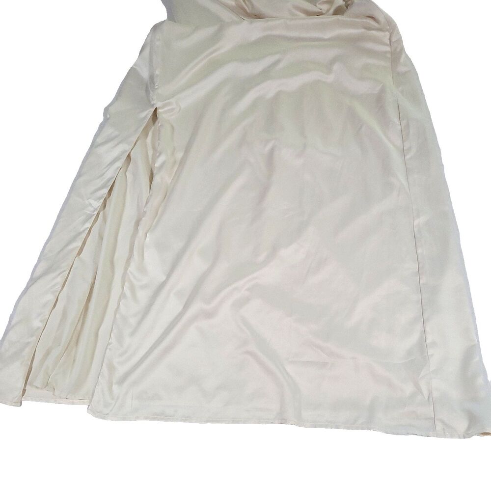 Satin Slinky Drape Slip Maxi Dress 3X Cream Finesse Leg Slit Bride honeymoon - Picture 6 of 12